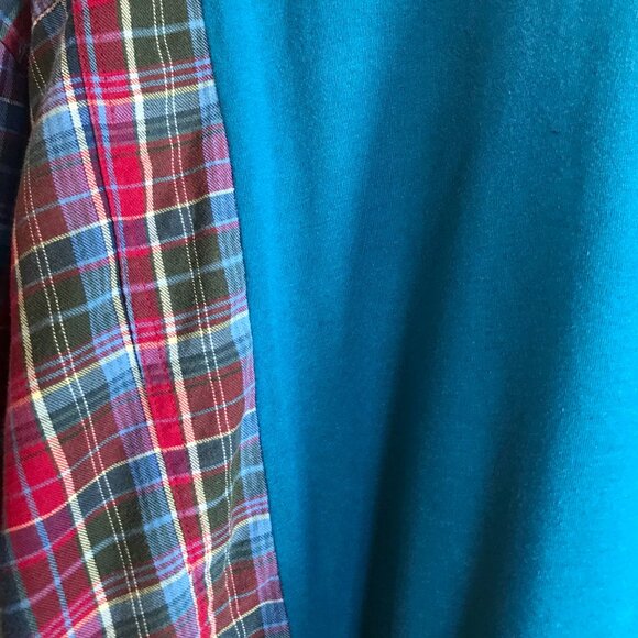 Flannel Shirt Upcycle, Size L-2XL: Reworked Oversized Mountain Camping Graphic - Picture 5 of 12